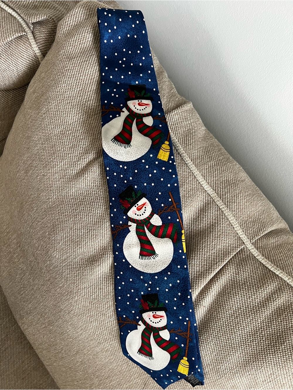 Classic Navy Snowman Holiday Tie